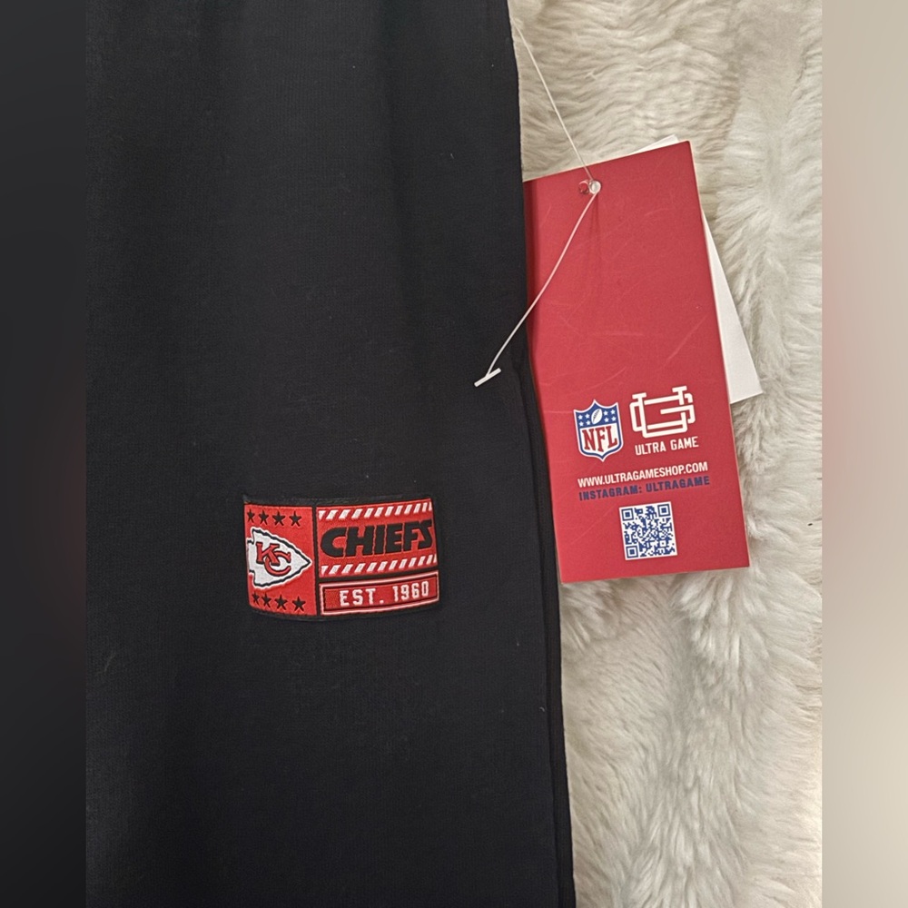 Kansas City Chiefs Black Track Pants with Eye and Logo Patch NFL Brand - Picture 5 of 6